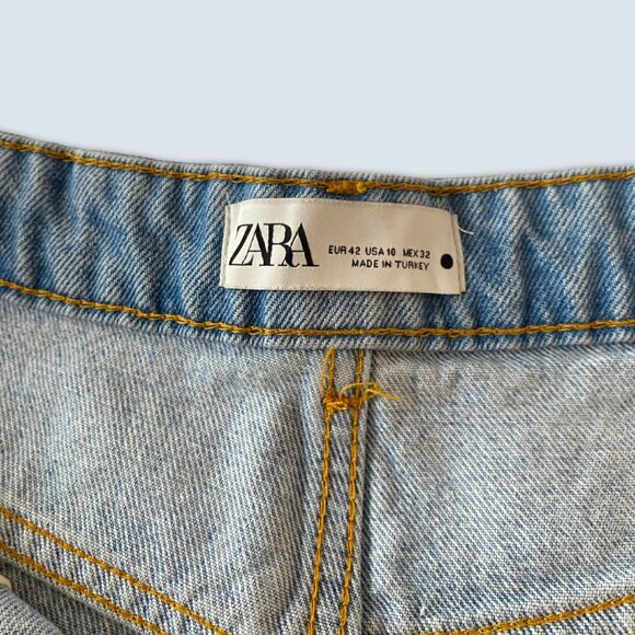 Zara Ripped Light Blue Jean Shorts Sz 10 - Picture 2 of 5